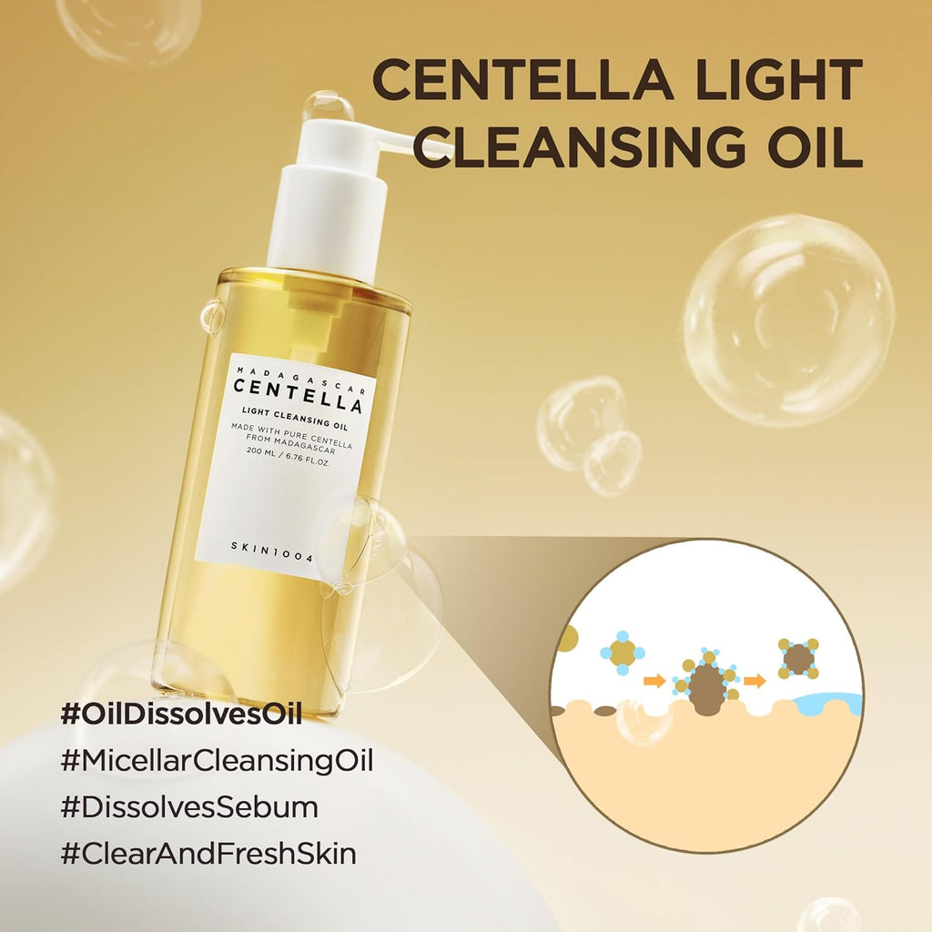 Centella Cleansing Oil from Madagascar, 200Ml, Oil Celanser & Makeup Remover with Centella Asiatica, Hydrating & Gentle Face Cleanser, Lightweight, Improves Skin Cleanliness & Softness, Korean Skincare