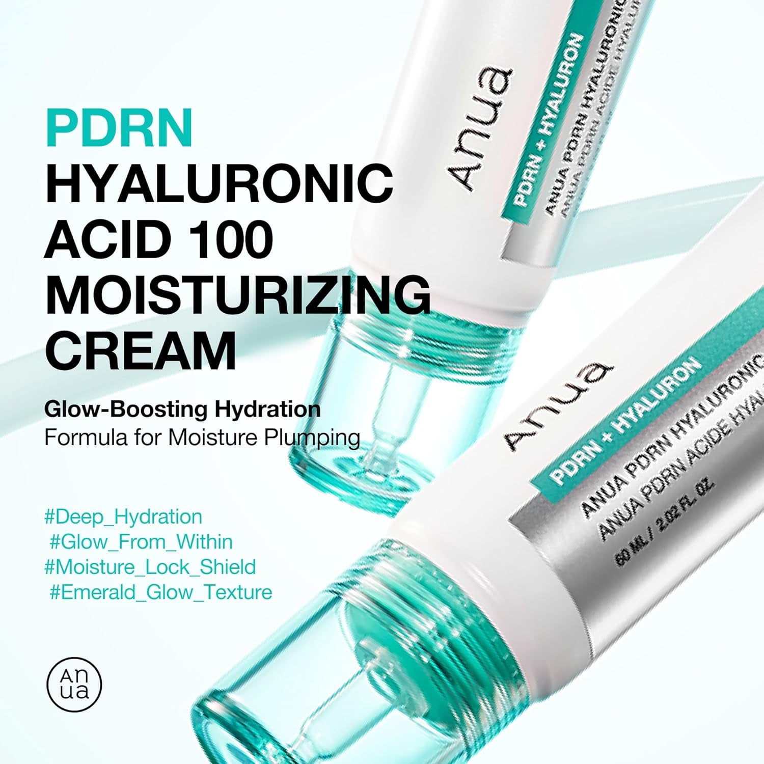 PDRN Hyaluronic Acid 100 Moisturizing Cream, Lightweight, Non-Greasy Hydrating Face Moisturizer with Salmon DNA for Glass Skin, Korean Skincare (2.02 Fl Oz)